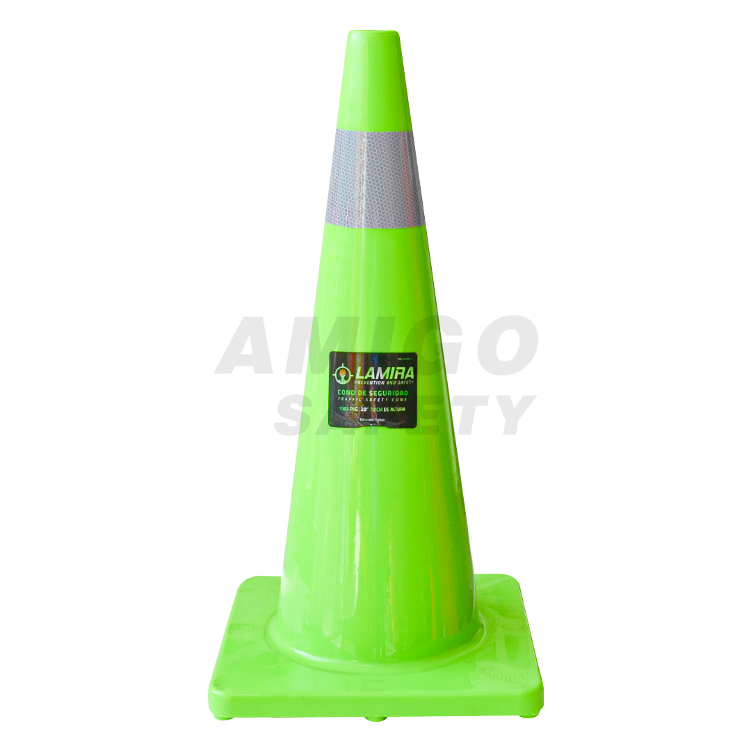 CONO PVC PREMIUM DE SEGURIDAD CON REFLEJANTE LAMIRA VERDE ATC-70VR 70 CM